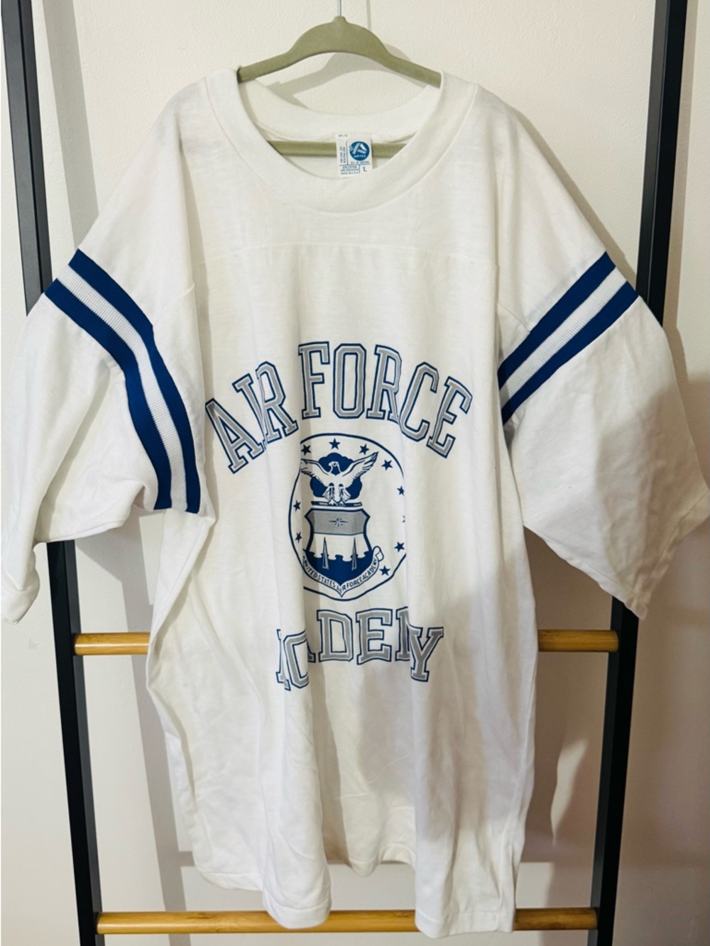 Vintage Air Force Academy White & Navy Graphic Short Sleeve Tee